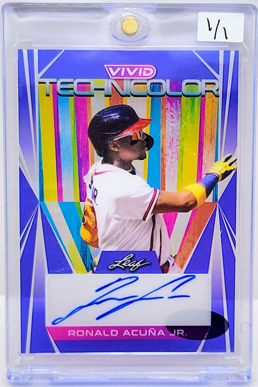 2022 Leaf Vivid Technicolor Ronald Acuna Jr. Autographed Purple 1/1