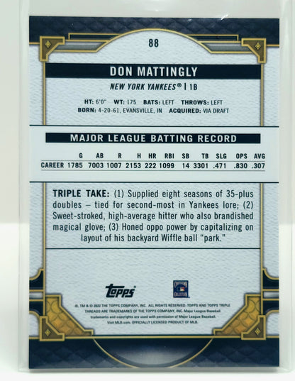 2021 Topps Triple Threads Don Mattingly /299 New York Yankees #88