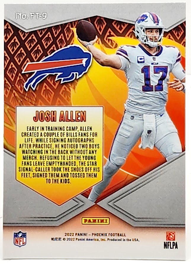 2022 Phoenix Josh Allen Flame Throwers Silver No.FT-9 Buffalo Bills