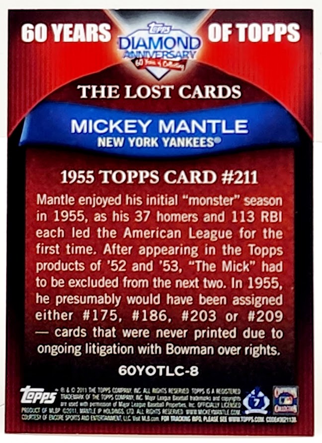 Mickey Mantle 2011 Topps #211 New York Yankees
