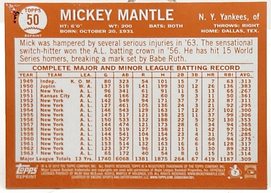 Mickey Mantle MLB 2012 Topps 1964 Gold Refractor Baseball Card #50