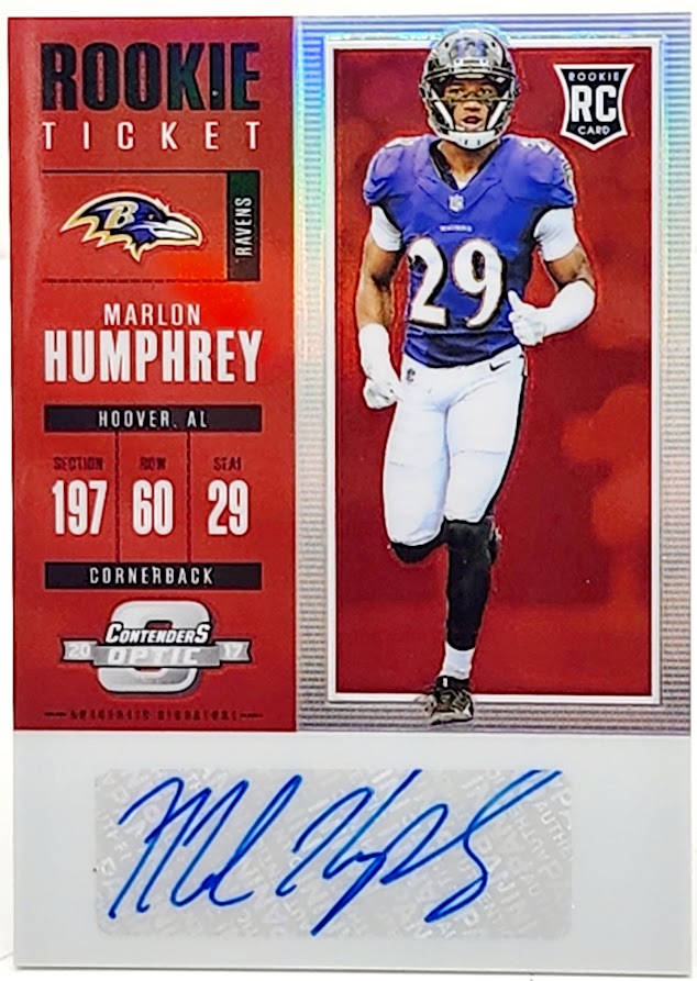 2017 Panini Contenders Optic Red #143 Marlon Humphrey Rookie Auto RC /75