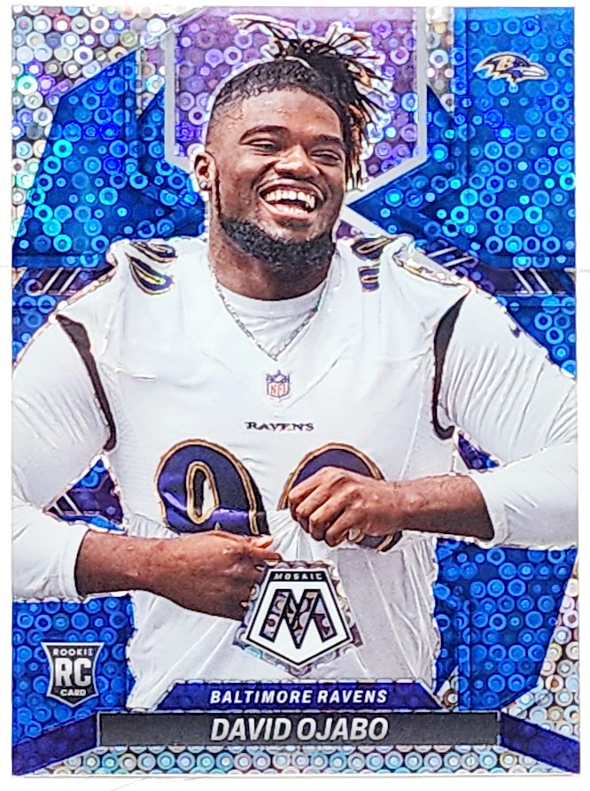 2022 Panini Mosaic #387 David Ojabo ROOKIE Disco Blue /75 Ravens