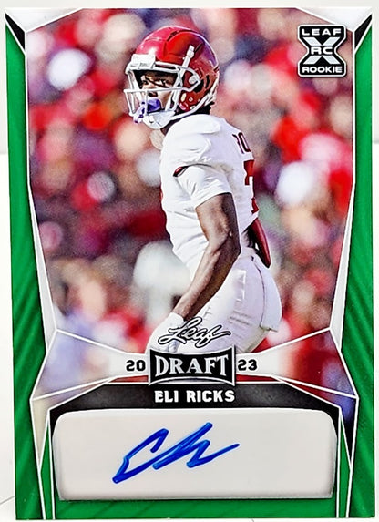 Eli Ricks 2023 Leaf Draft Green Auto BA-ER1 - ROOKIE RC CARD AUTOGRAPH