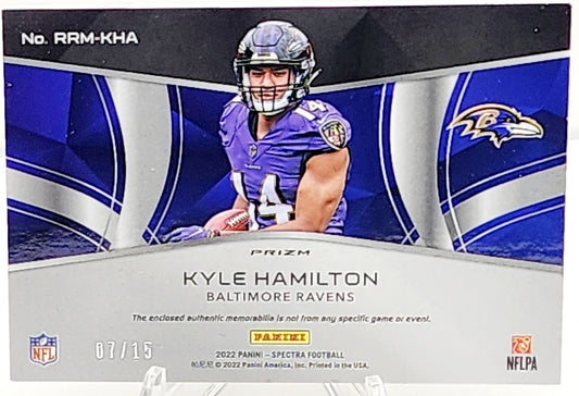 2022 Panini Spectra Rising Rookie Kyle Hamilton [Neon Pink] #RRM-KHA Duel Jersey Patch /15