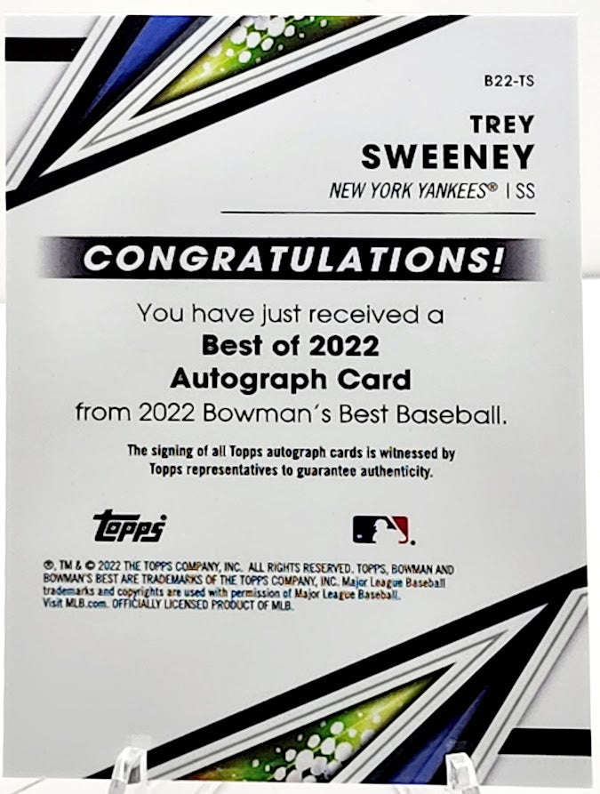 2022 Bowman's Best Trey Sweeney Auto #B22-TS New York Yankees Rookie
