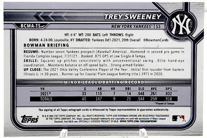 2022 Bowman Chrome Trey Sweeney #BCMA-TS Mega Mojo Refractor Auto Card