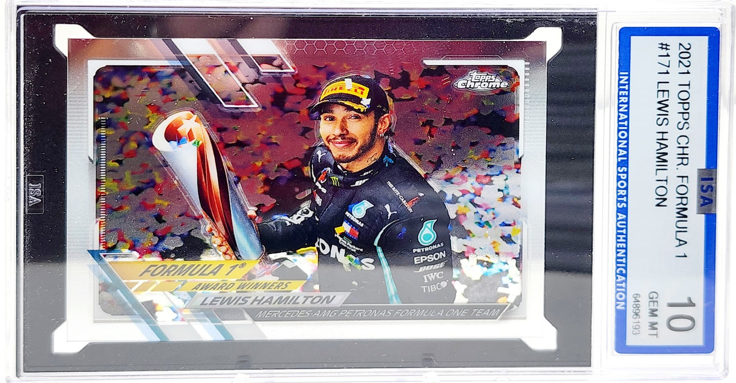LEWIS HAMILTON 2021 Topps Chrome F1 171 Refractor ISA 10 GEM MINT