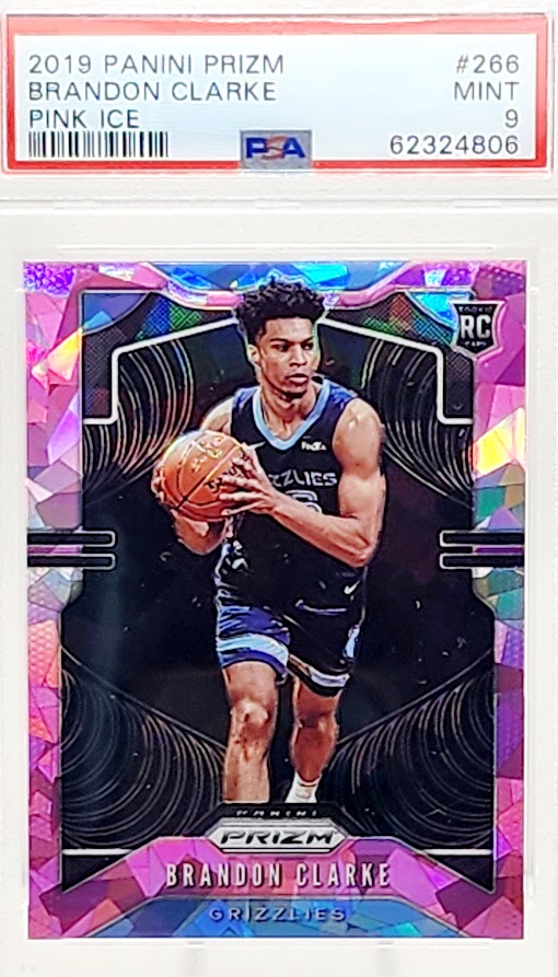 2019-20 Panini Prizm Brandon Clarke Rookie Pink Cracked Ice RC #266 Grizzlies PSA 9