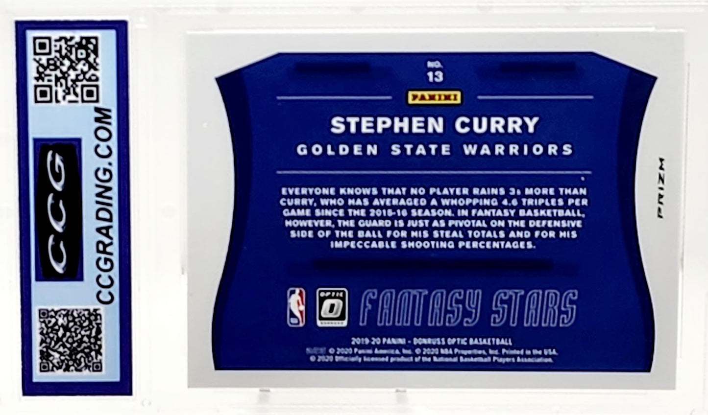 2019 Donruss Optic Fantasy Stars #13 Stephen Curry Warriors CCG 10 Gem Mint