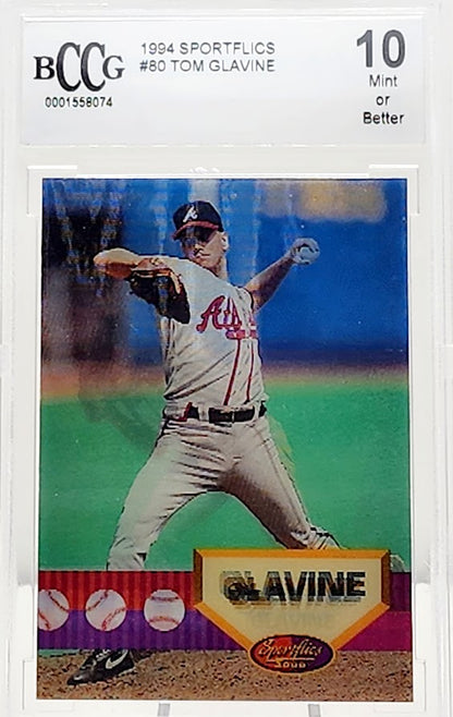 1994 Sportflics 2000 #80 Tom Glavine Atlanta Braves Holographic Card BCCG 10 Gem Mint