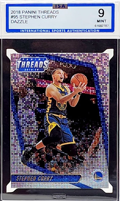 2018 Panini Threads Stephen Curry #95 Dazzle Prizm - ISA 9