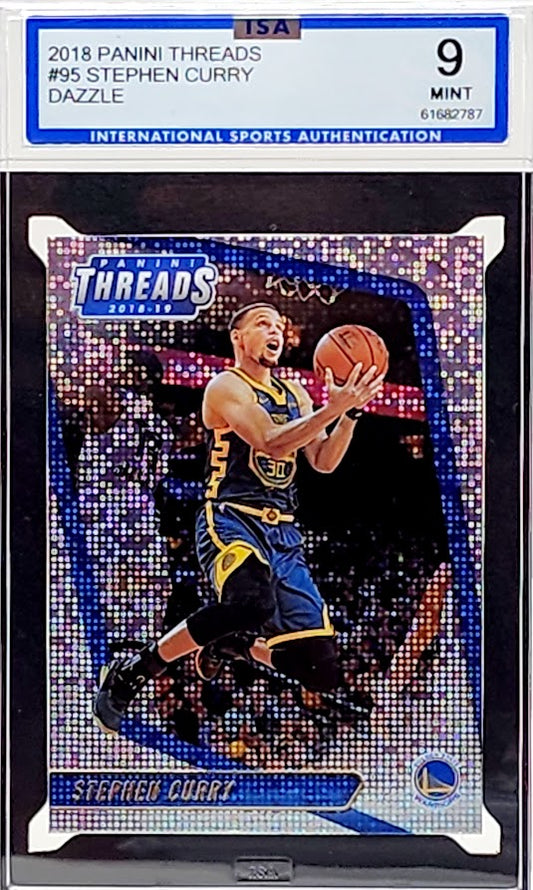 2018 Panini Threads Stephen Curry #95 Dazzle Prizm - ISA 9