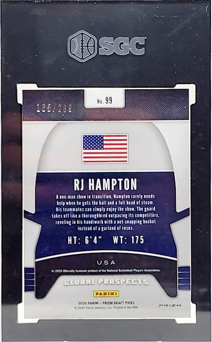 RJ Hampton [Red Prizm] #99 2020 Panini Prizm Draft Picks /299 SGC 10 GEM Mint