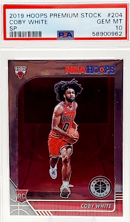 2019-20 Panini NBA Hoops Coby White Rookie Card No. 204 PSA 10
