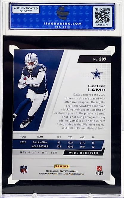 2020 Panini Playoff Ceedee Lamb #207 Rookie Card ISA 10 Gem Mint RC Cowboys