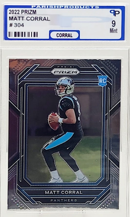 Matt Corral 2022 Panini Prizm Rookie Card RC Carolina Panthers #304 Parish 9 Mint