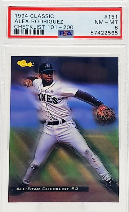 1994 Classic #151 Alex Rodriguez CL Checklist #2 PSA 8