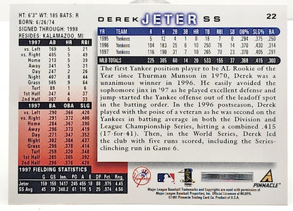 1998 SCORE DEREK JETER NEW YORK YANKEES #22