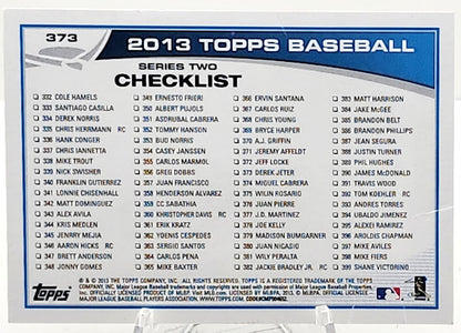 2013 Topps Baseball Card Derek Jeter Record Chase 3,500 Hits Checklist #373