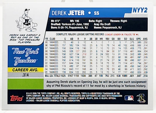 2006 Topps MLB - DEREK JETER #NYY2 New York Yankees Baseball Card