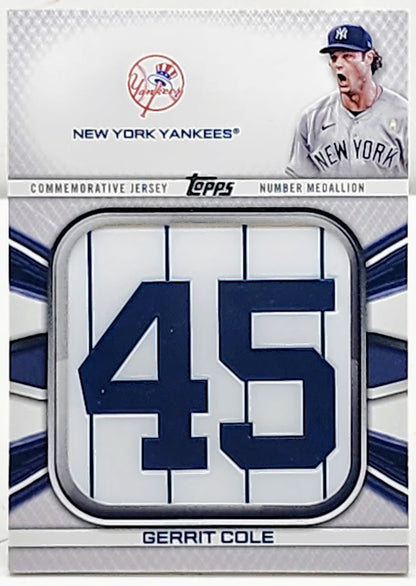 2023 Topps Series 1 Gerrit Cole Commemorative Jersey Number Medallion #JNM-GC