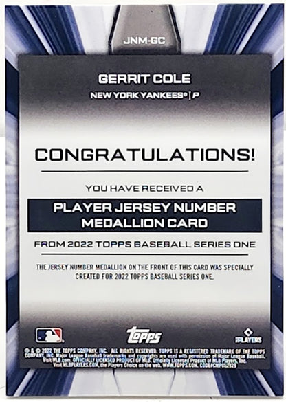 2023 Topps Series 1 Gerrit Cole Commemorative Jersey Number Medallion #JNM-GC