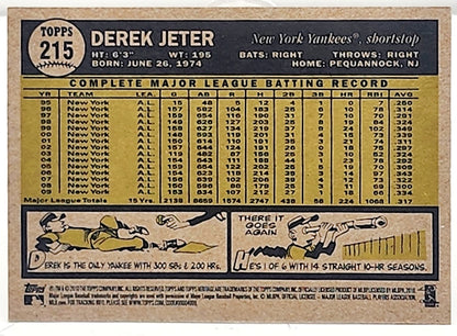 2010 Topps Heritage Derek Jeter card #215 New York Yankees