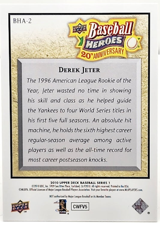 Derek Jeter 2010 Upper Deck 20th Anniversary Heroes BHA-2 New York Yankees