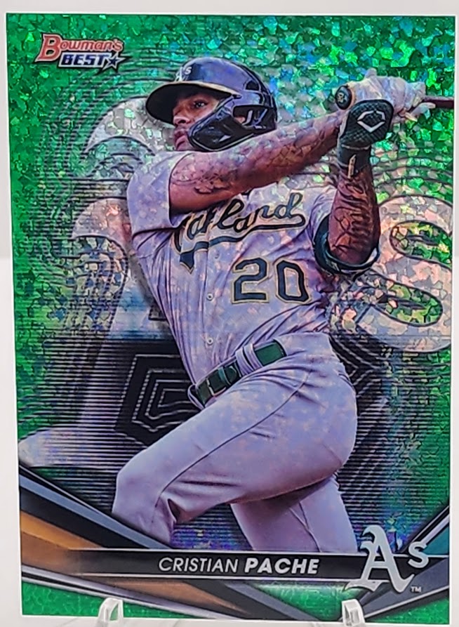 2022 Bowman's Best Green Speckle Cristian Pache #1 72/99 Oakland Athletics