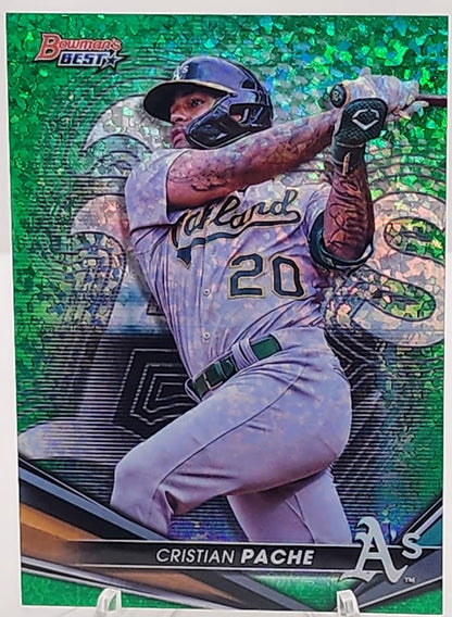 2022 Bowman's Best Green Speckle Cristian Pache #1 72/99 Oakland Athletics
