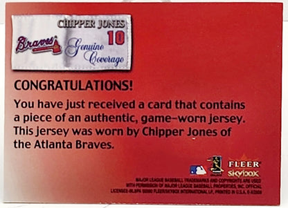 Chipper Jones 2000 Fleer Skybox Game Worn Jersey Card