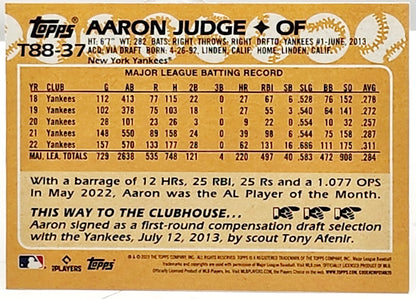 2023 Topps Series 1 '88 Topps T88-37 Aaron Judge YANKEES 35th Anniversary