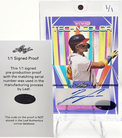 2022 Leaf Vivid Technicolor Ronald Acuna Jr. Autographed Purple 1/1