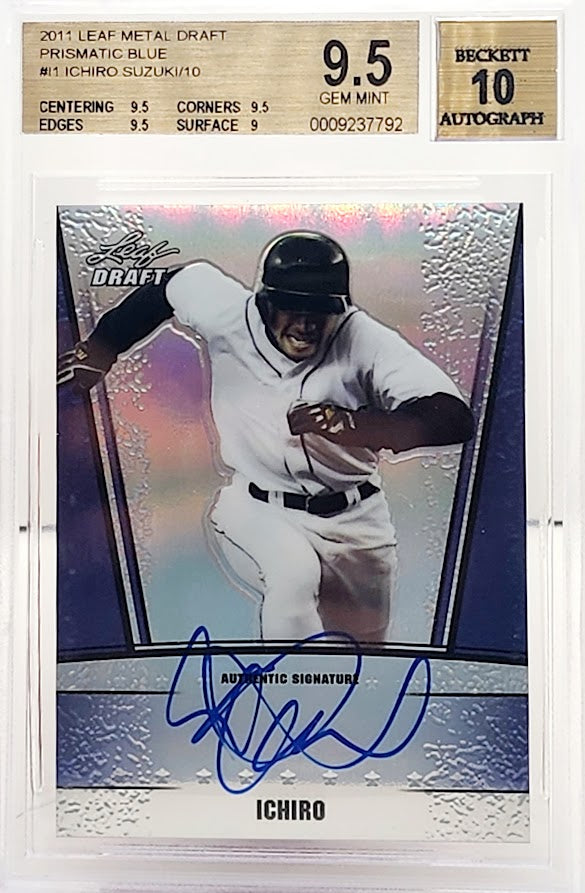2011 Leaf Metal Draft Prismatic Blue Ichiro Suzuki On Card Auto BGS 9.5 /10