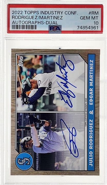2022 Topps Industry Conference Julio Rodriguez/Edgar Martinez Dual Auto PSA 10 GEM Mint