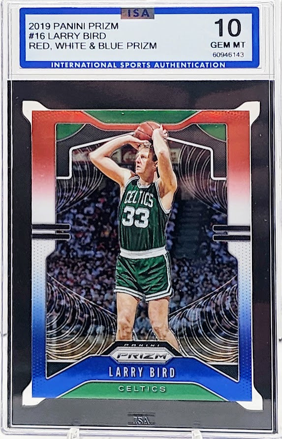 2019 Panini Prizm #16 Larry Bird Red White Blue ISA 10 Gem Mint Boston Celtics