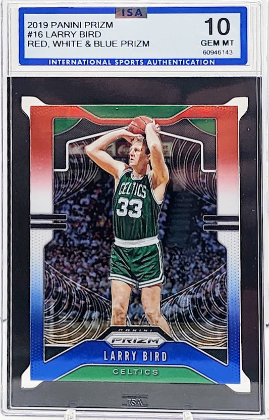 2019 Panini Prizm #16 Larry Bird Red White Blue ISA 10 Gem Mint Boston Celtics