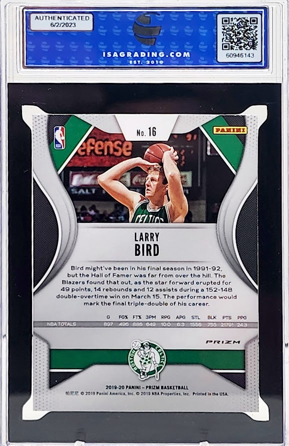 2019 Panini Prizm #16 Larry Bird Red White Blue ISA 10 Gem Mint Boston Celtics