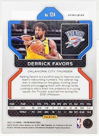 2021-2022 Panini Prizm Pulsar Derrick Favors #124 Oklahoma City Thunder