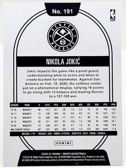 2020-21 Nikola Jokic Panini NBA Hoops Winter Parallel #191 Denver Nuggets