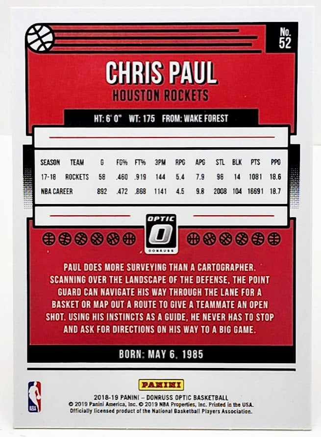 2018-19 Optic Chris Paul #52 Houston Rockets
