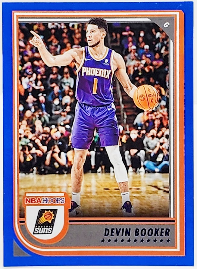 2022-23 NBA Hoops Basketball Devin Booker Blue Foil Parallel #164