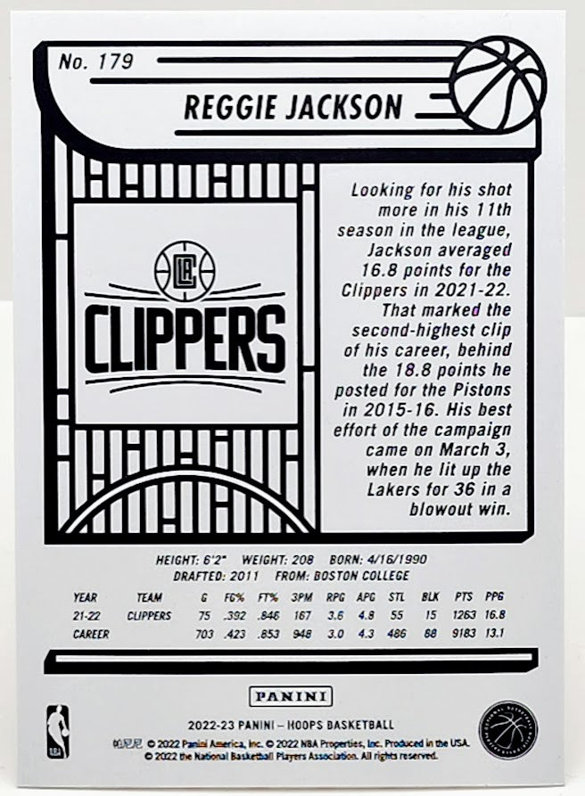 Reggie Jackson 2022-23 Panini Hoops #179 Gravity Parallel /75