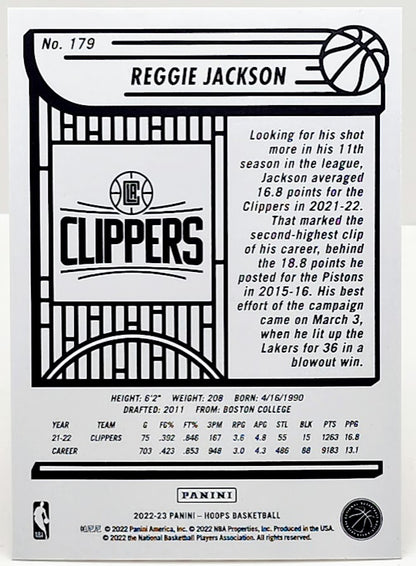 Reggie Jackson 2022-23 Panini Hoops #179 Gravity Parallel /75