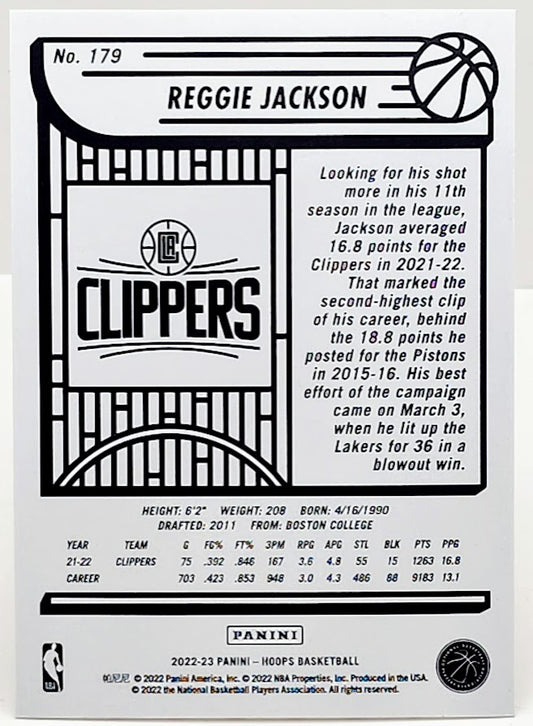 Reggie Jackson 2022-23 Panini Hoops #179 Gravity Parallel /75