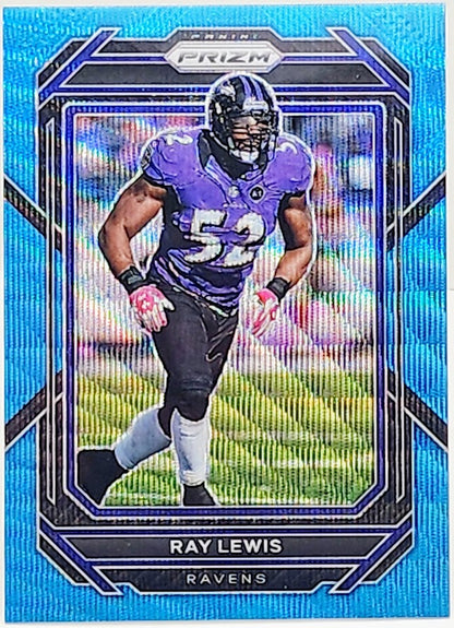 2022 Panini Prizm Blue Wave Ray Lewis HOF Baltimore Ravens /199 #27