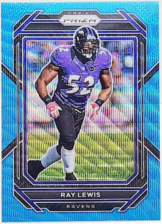2022 Panini Prizm Blue Wave Ray Lewis HOF Baltimore Ravens /199 #27