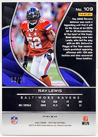 2022 Panini Spectra RAY LEWIS Meta #109 Baltimore Ravens #/25
