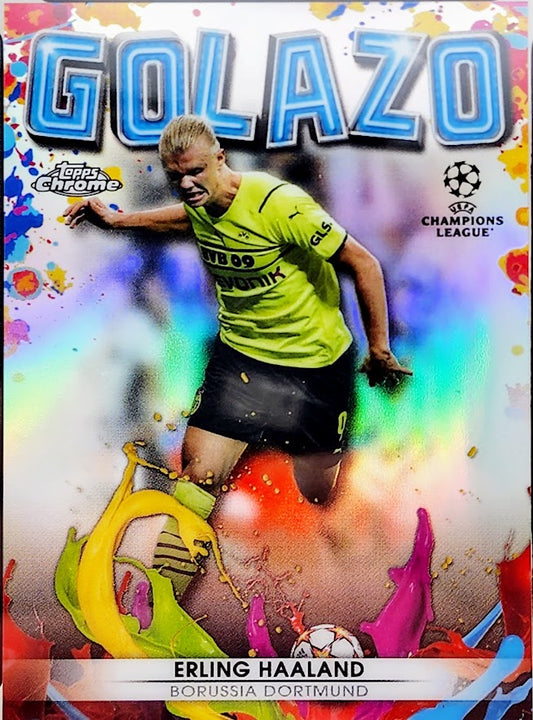 2021/22 Topps Chrome UCL Golazo Refractor Erling Haaland #G1 ISA 10 GEM MT